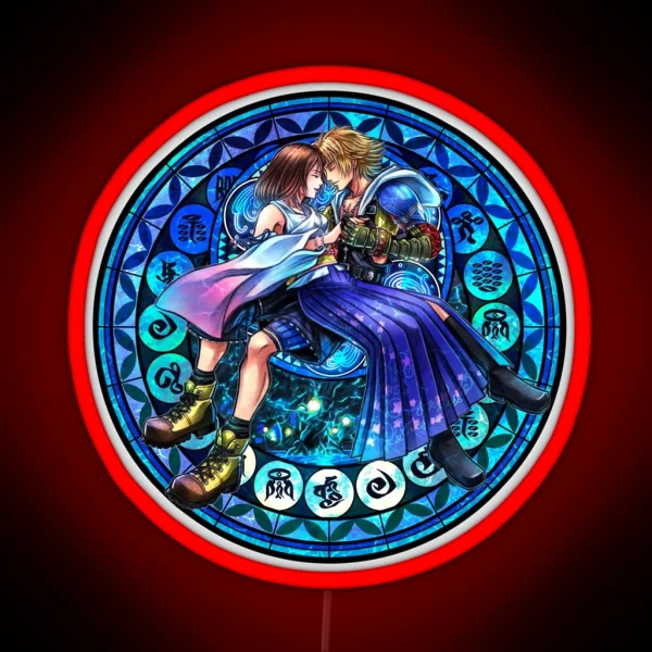 Tidus And Yuna Stained Glass Final Fantasy RGB Neon Sign