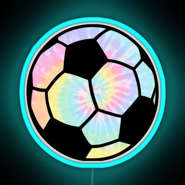 Tie Die Rainbow Soccer Ball RGB Neon Sign