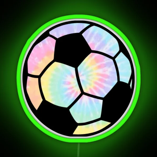 Tie Die Rainbow Soccer Ball RGB Neon Sign