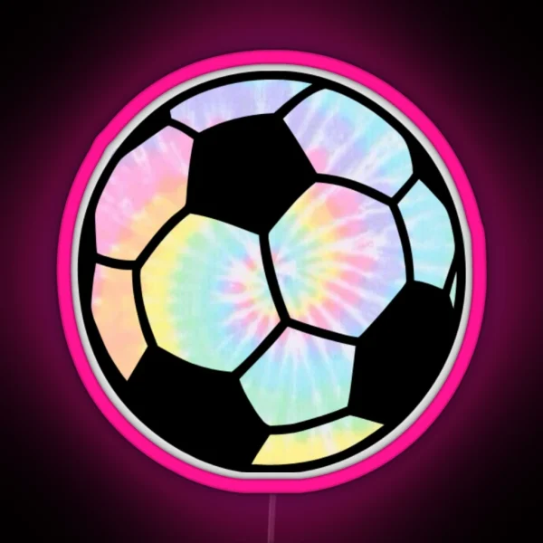 Tie Die Rainbow Soccer Ball RGB Neon Sign