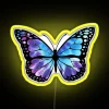 Tie-dye butterfly on a neon sign with vibrant yellow colors