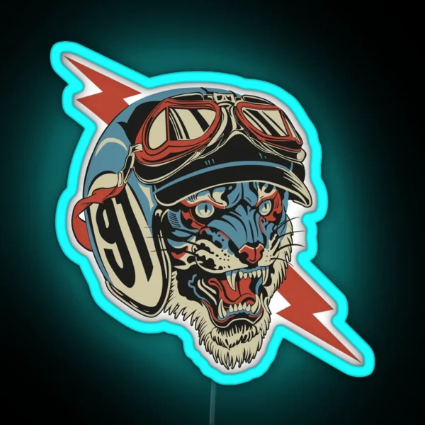 Tiger Motorcyclist RGB Neon Sign