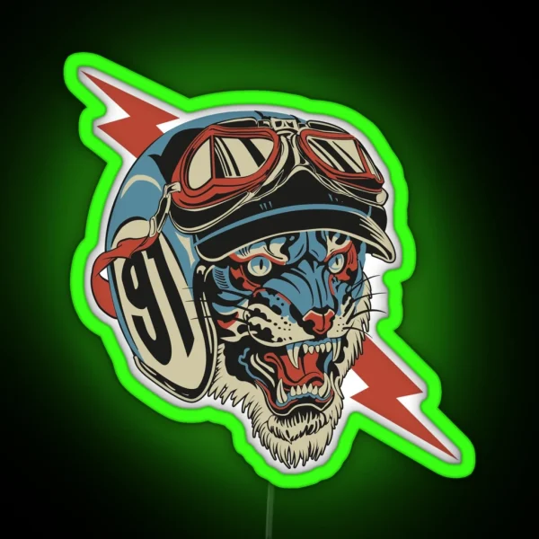 Tiger Motorcyclist RGB Neon Sign