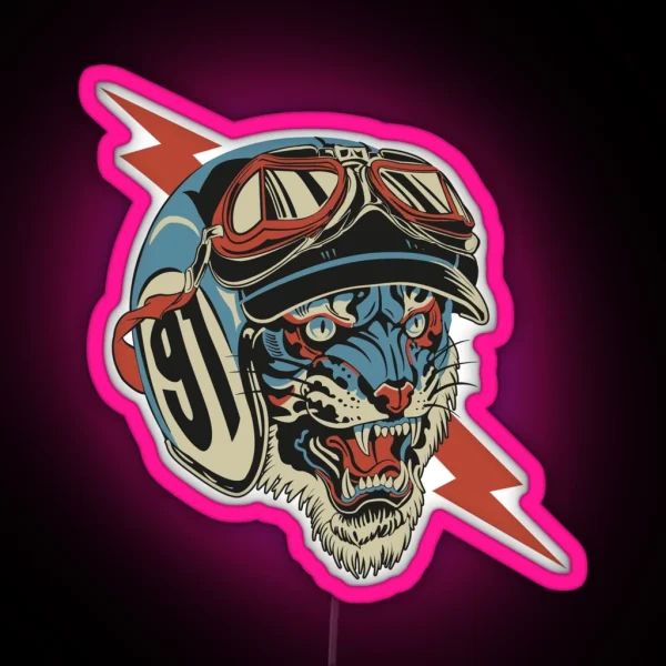 Tiger Motorcyclist RGB Neon Sign