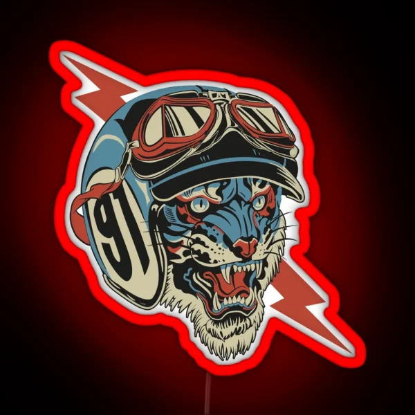 Tiger Motorcyclist RGB Neon Sign