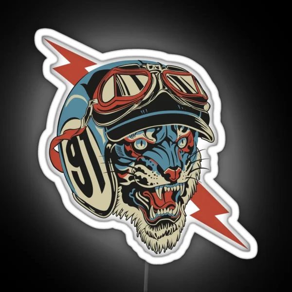 Tiger Motorcyclist RGB Neon Sign