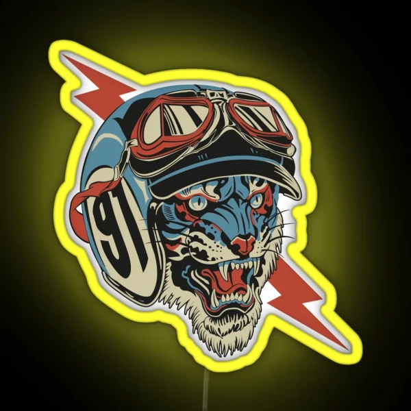 Tiger Motorcyclist RGB Neon Sign