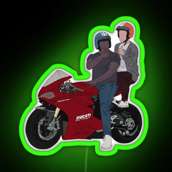 Tim And Sam On A Detroit Ducati RGB Neon Sign