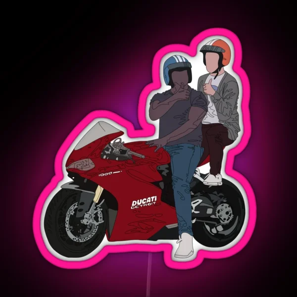 Tim And Sam On A Detroit Ducati RGB Neon Sign