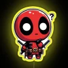 Small yellow LED neon sign with a dead pool logo