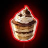 Tiramisu cake with neon lights