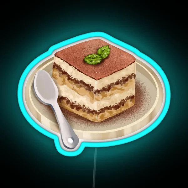 Tiramisu Drawing Traditional Italian Cuisine RGB Neon Sign