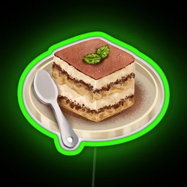 Tiramisu Drawing Traditional Italian Cuisine RGB Neon Sign