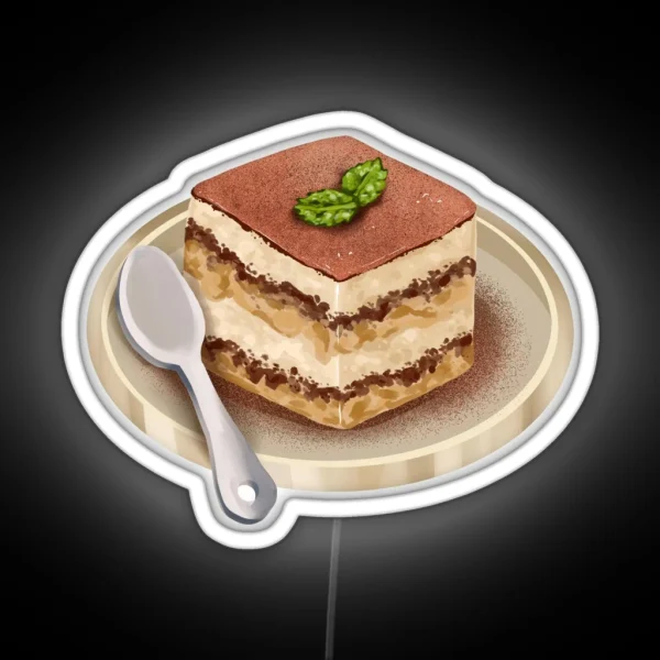 Tiramisu Drawing Traditional Italian Cuisine RGB Neon Sign