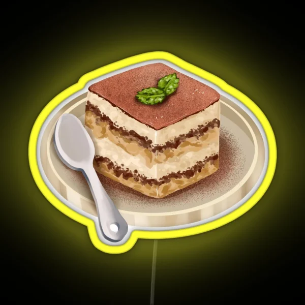 Tiramisu Drawing Traditional Italian Cuisine RGB Neon Sign