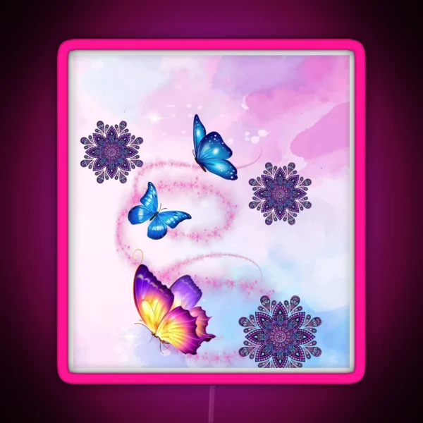 To My Daughter Purple Butterfly Love Mom RGB Neon Sign