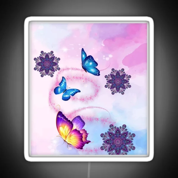 To My Daughter Purple Butterfly Love Mom RGB Neon Sign