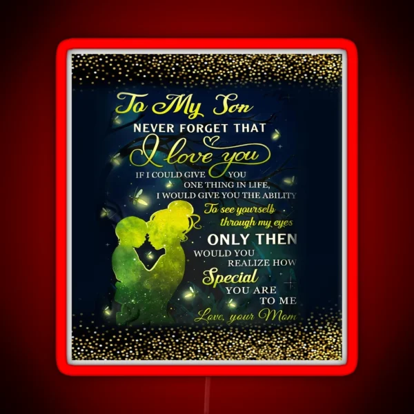 To My Son Love Mom Backgroud Stunning Glitter RGB Neon Sign