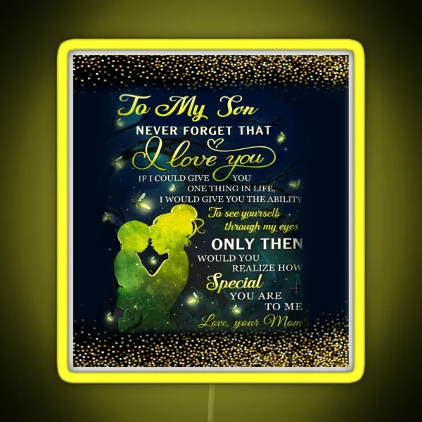 To My Son Love Mom Backgroud Stunning Glitter RGB Neon Sign