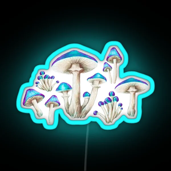 Toadstools In Magic Blue RGB Neon Sign
