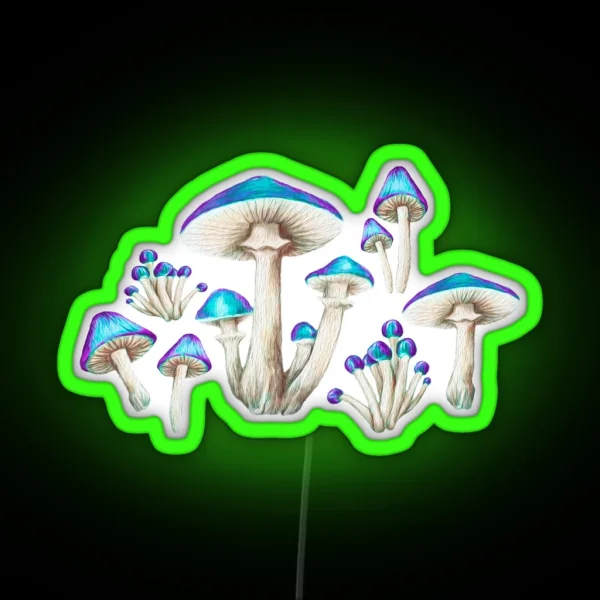 Toadstools In Magic Blue RGB Neon Sign