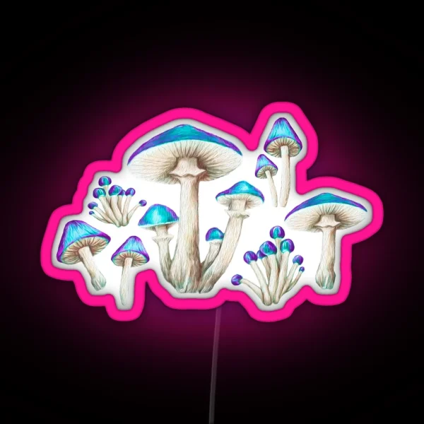 Toadstools In Magic Blue RGB Neon Sign