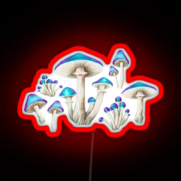 Toadstools In Magic Blue RGB Neon Sign