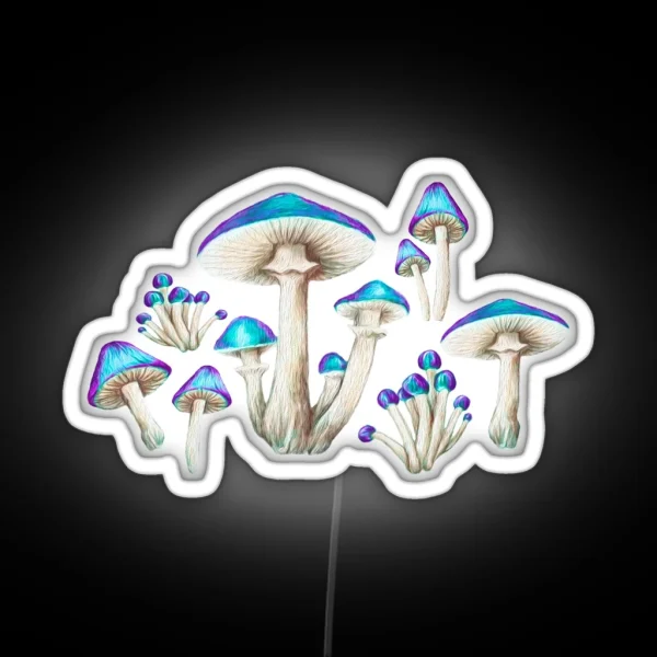 Toadstools In Magic Blue RGB Neon Sign