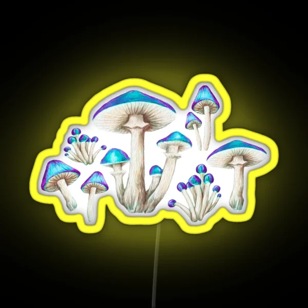 Toadstools In Magic Blue RGB Neon Sign