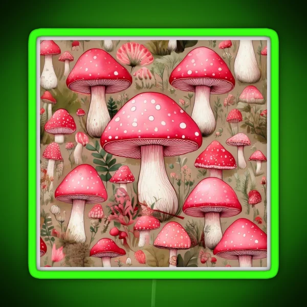 Toadstools In Pink RGB Neon Sign
