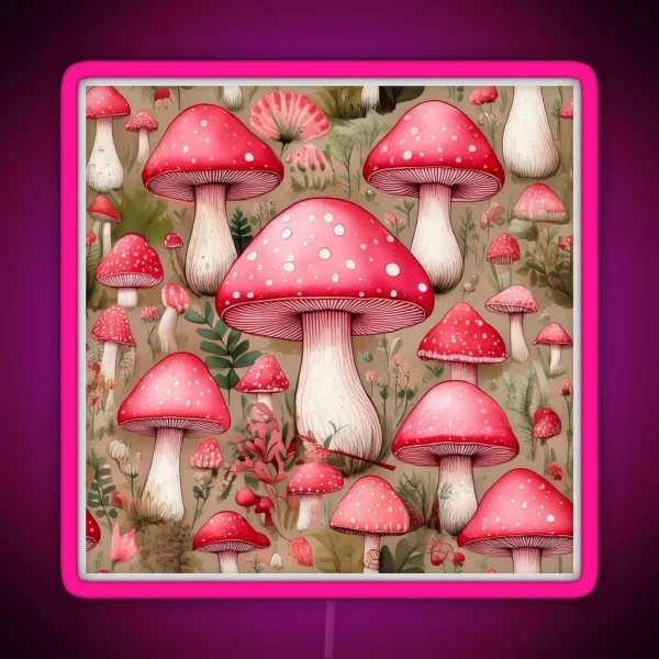 Toadstools In Pink RGB Neon Sign