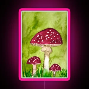 Toadstools Mushrooms Watercolor RGB Neon Sign