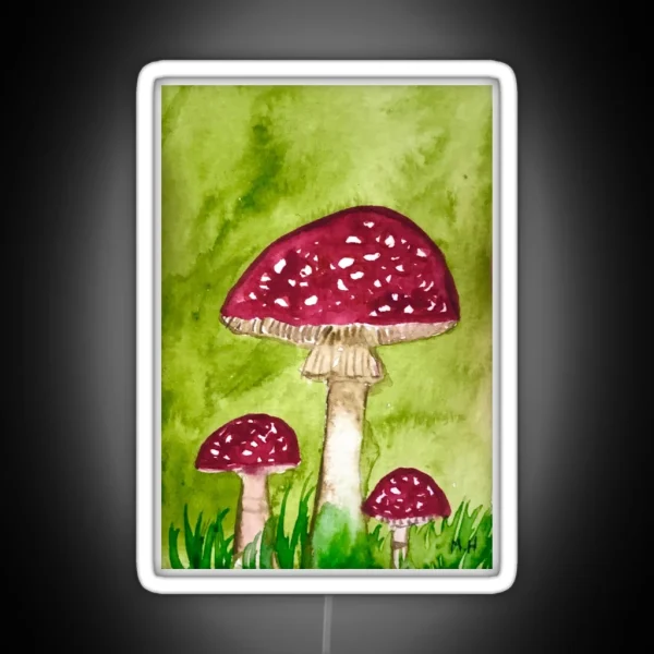 Toadstools Mushrooms Watercolor RGB Neon Sign