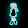 Tohru walking under an RGB neon sign at night with vibrant blue tones in the background.