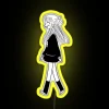 Tohru walking under a vibrant neon sign with a yellow glow.