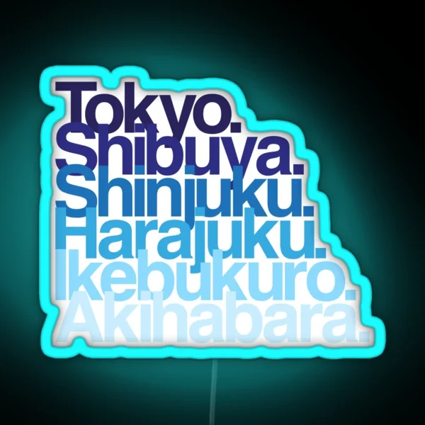 Tokyo Districts Blues RGB Neon Sign
