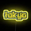 Neon sign with colorful RGB lighting on a Tokyo city street at night