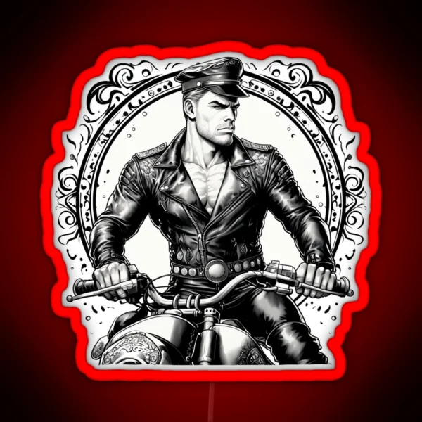 Tom Of Finland Tribute Hunk Leather Biker Daddy Berlin RGB Neon Sign