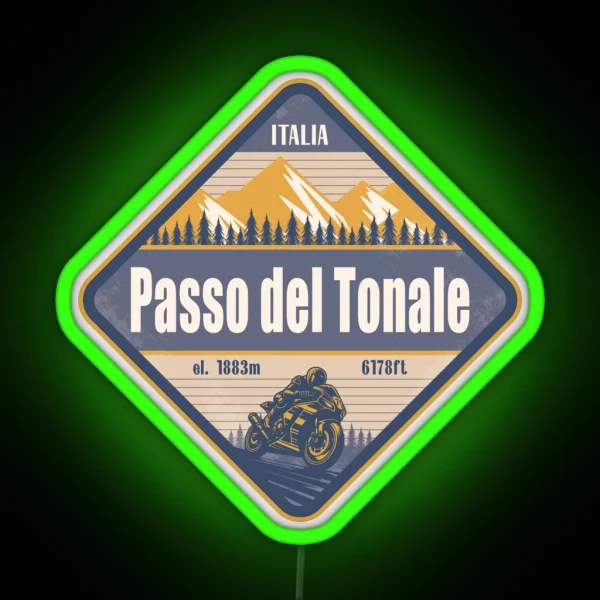 Tonale Pass Italy Motorcycling Mountain Design RGB Neon Sign