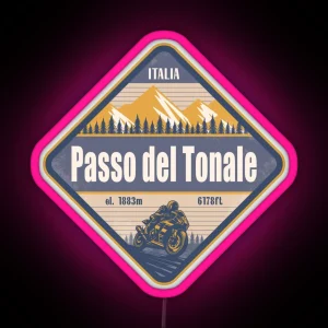 Tonale Pass Italy Motorcycling Mountain Design RGB Neon Sign