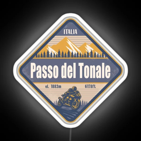 Tonale Pass Italy Motorcycling Mountain Design RGB Neon Sign