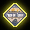 Mountain pass motorcycle route in Tonale, Italy, under neon lights at sunset.