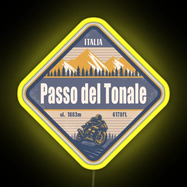 Tonale Pass Italy Motorcycling Mountain Design RGB Neon Sign