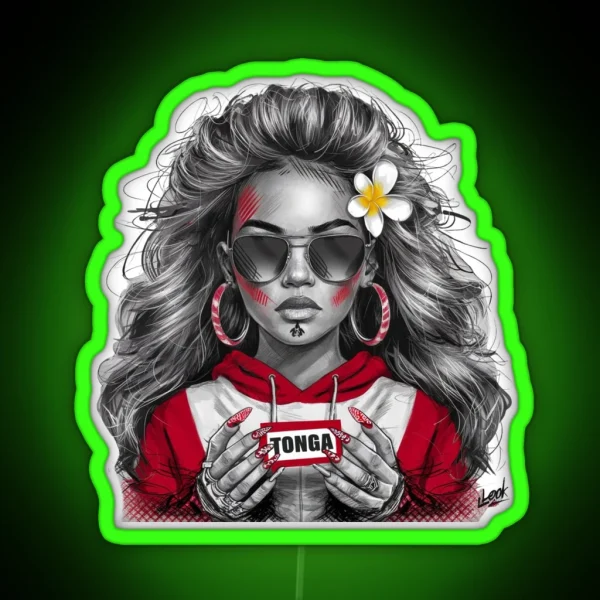 Tonga Girl Sketch RGB Neon Sign