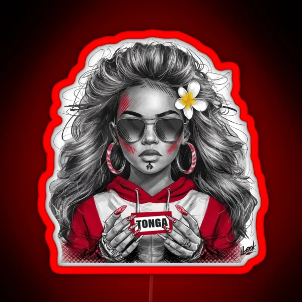 Tonga Girl Sketch RGB Neon Sign