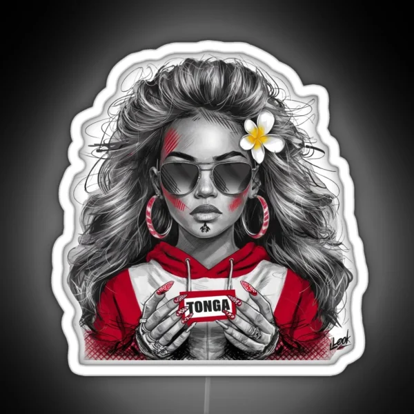 Tonga Girl Sketch RGB Neon Sign
