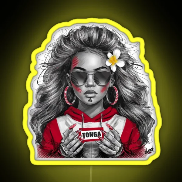Tonga Girl Sketch RGB Neon Sign