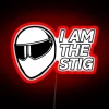 The Top Gear Stig's neon-lit helmet, symbolizing speed and mystery.