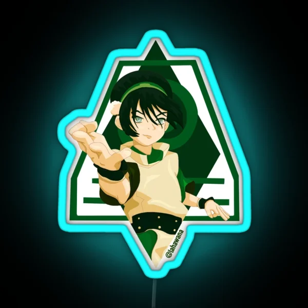 Toph Beifong ATLA Minimal Fan Art Earthbender Blind RGB Neon Sign