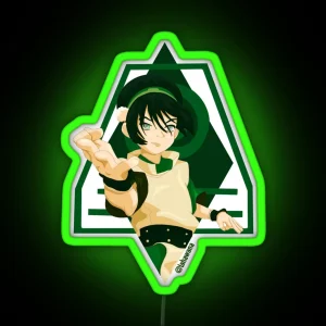 Toph Beifong ATLA Minimal Fan Art Earthbender Blind Bandit RGB Neon Sign